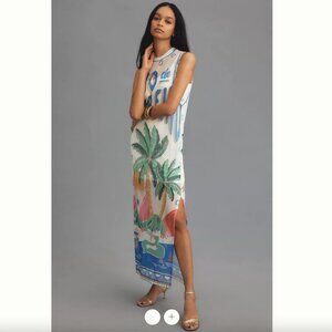 FARM Rio Anthropologie Graphic Mesh Midi Dress Sleeveless Lined Women's Small